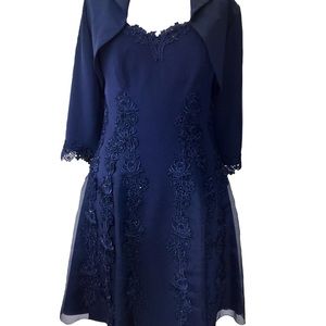 Silk 4 ply dress /jacket with lace and rhinestones